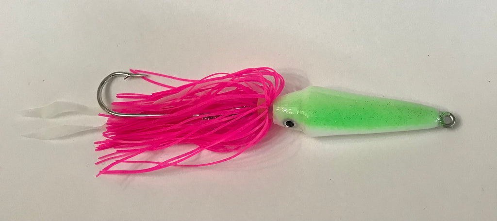 I hear there's lots of squid out there right now. Could mean some winter  big game. 1oz 'Glow' Neck Breaker/Aki Twist WARBAITS.c